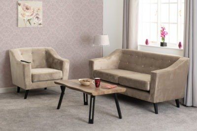 Seconique Furniture Ashley Oyster Fabric 2 Seater Sofa