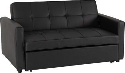 Seconique Furniture Astoria Black Faux Leather Sofa Bed