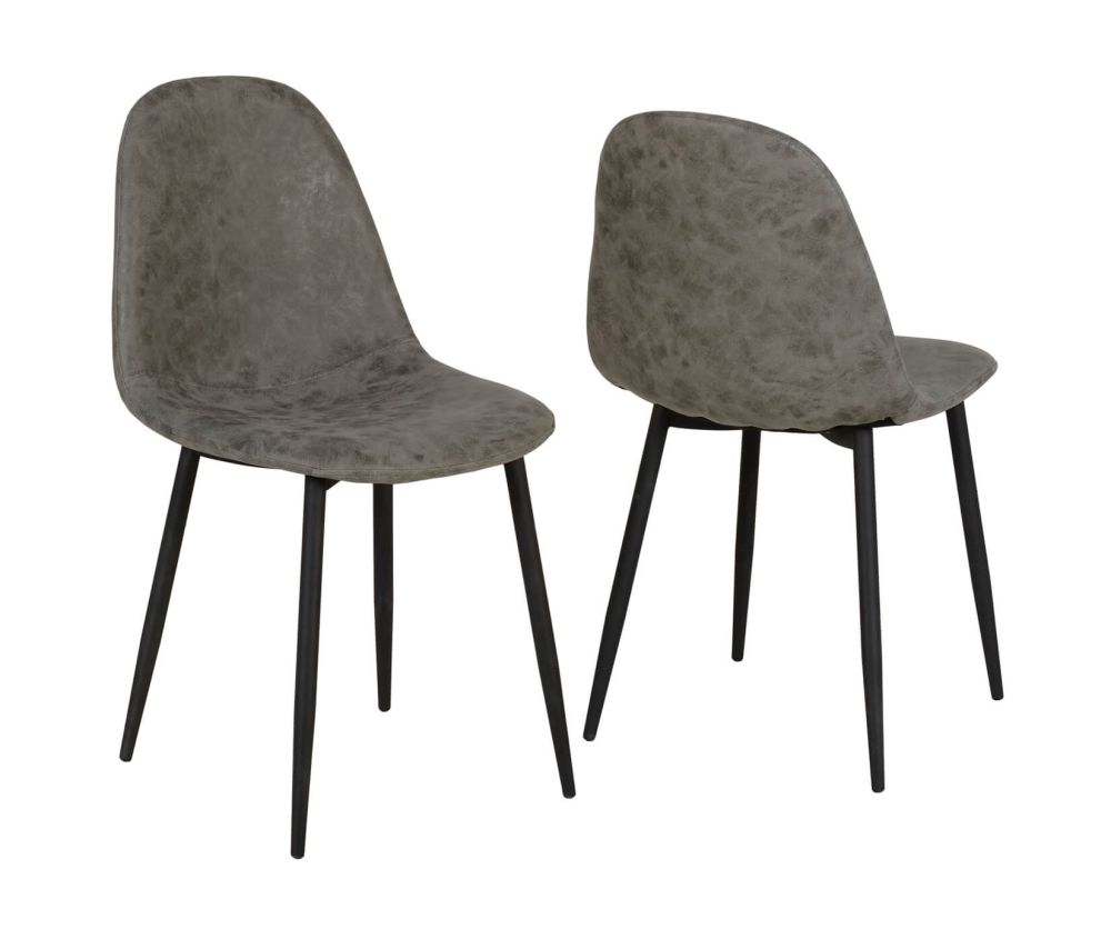 Seconique Athens Grey Faux Leather Dining Chair in Pair