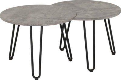 Seconique Furniture Athens Black and Concrete Duo Coffee Table Set