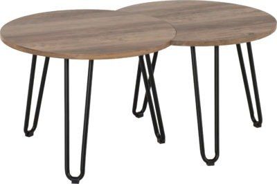 Seconique Furniture Athens Black and Medium Oak Duo Coffee Table Set