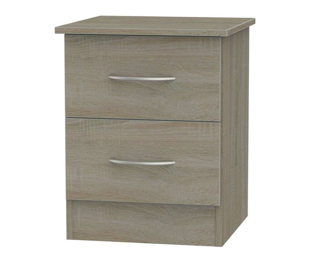 Welcome Furniture Avon Darkolino Bedside Cabinet - 2 Drawer Locker