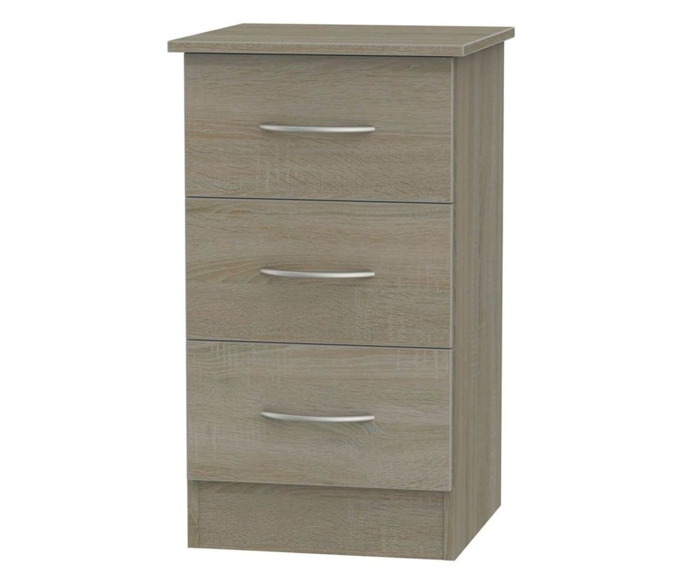 Welcome Furniture Avon Darkolino Bedside Cabinet - 3 Drawer Locker