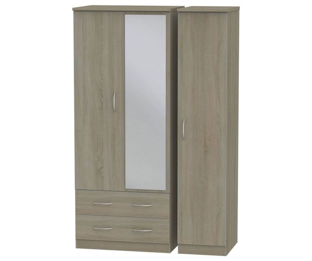 Welcome Furniture Avon Darkolino Triple Wardrobe - 2 Drawer with Mirror