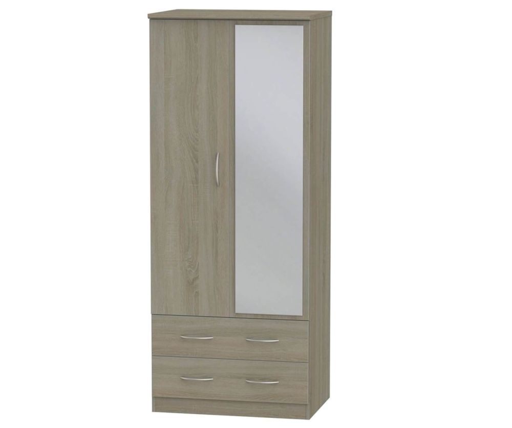 Welcome Furniture Avon Darkolino Wardrobe - 2ft6in with 2 Drawer and Mirror