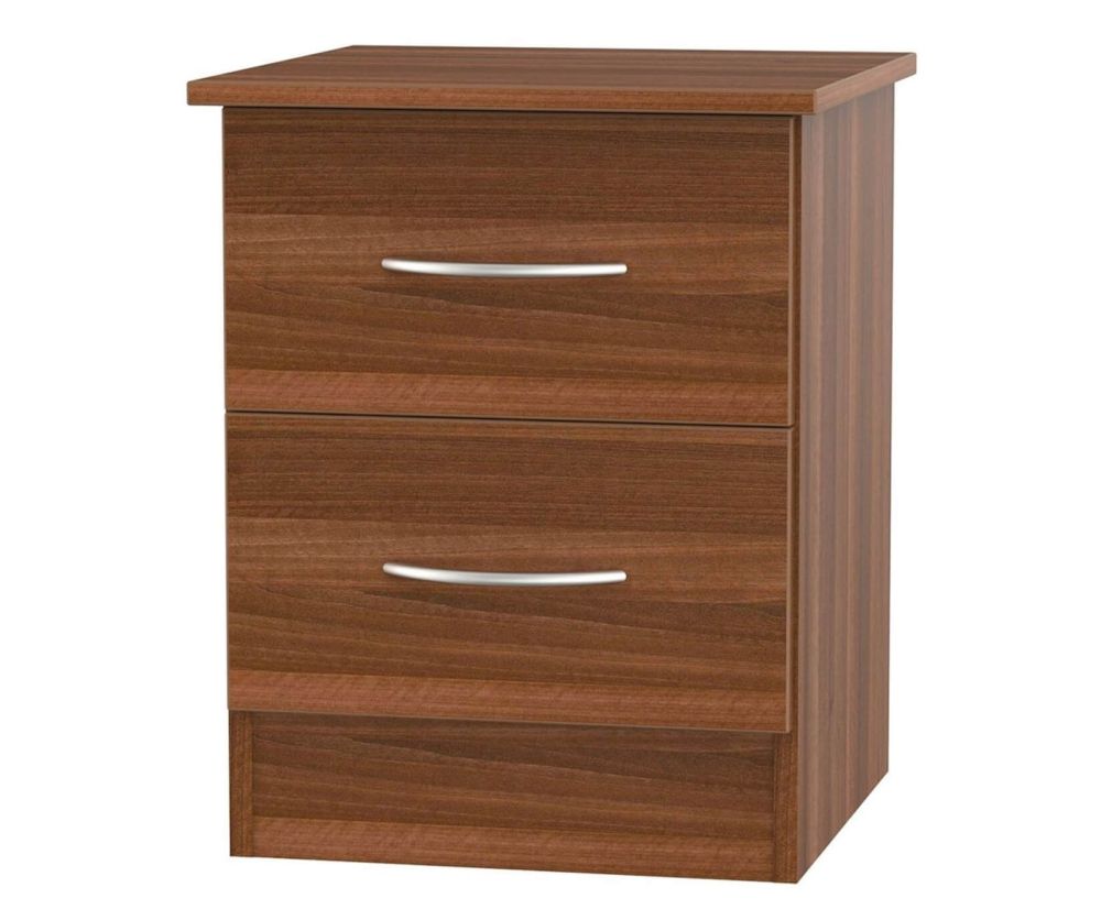 Welcome Furniture Avon Noche Walnut Bedside Cabinet - 2 Drawer Locker