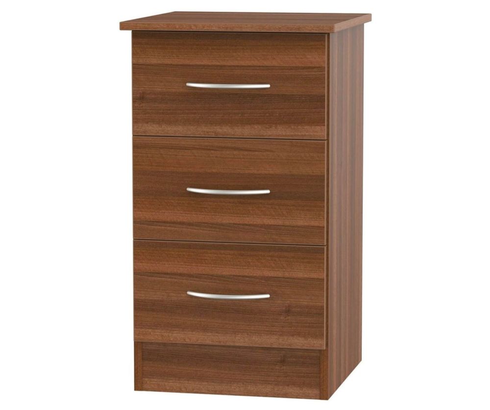Welcome Furniture Avon Noche Walnut Bedside Cabinet - 3 Drawer Locker