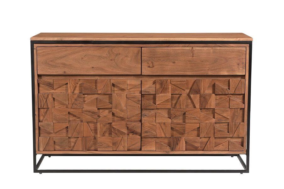 Furniture Link Axis Natural Acacia Wood 2 Drawer 2 Door Small Sideboard