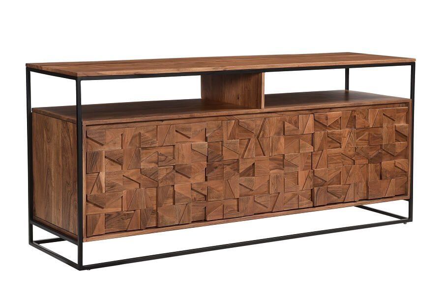 Furniture Link Axis Natural Acacia Wood 3 Drawer Large Sideboard