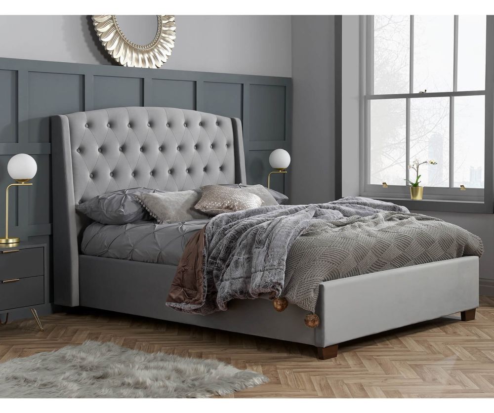 Birlea Furniture Balmoral Grey Velvet Fabric Bed Frame