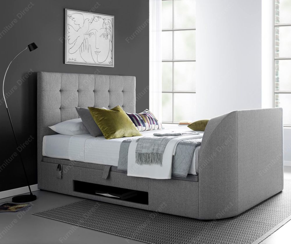Kaydian Beds Barnard Light Grey Fabric Ottoman TV Bed