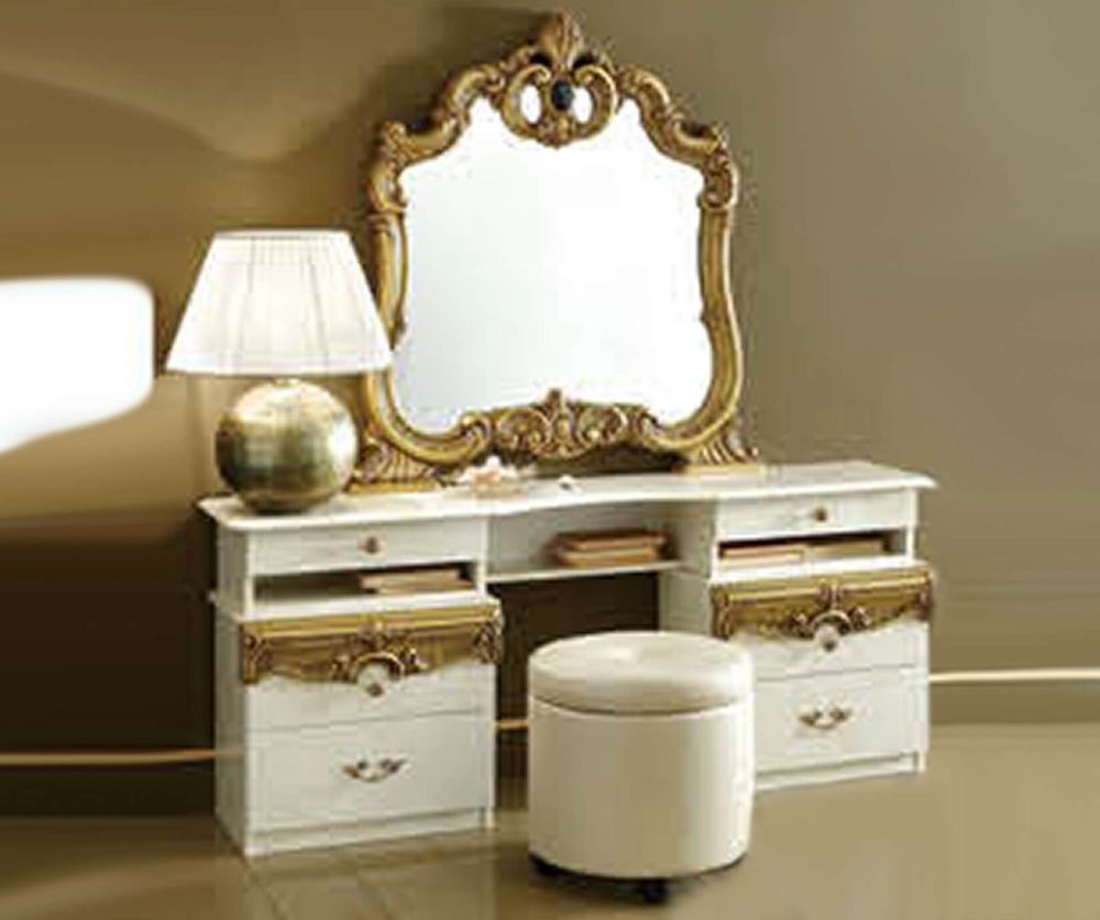 Camel Group Barocco Ivory with Gold Finish Italian Vanity Dresser