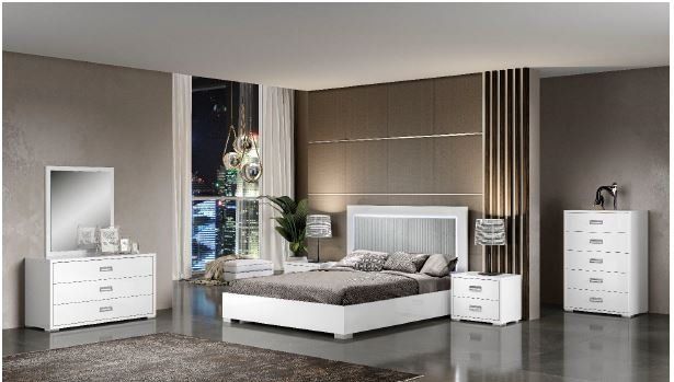 H2O Design Bella White Italian Bedroom Set with 4 Door Wardrobe