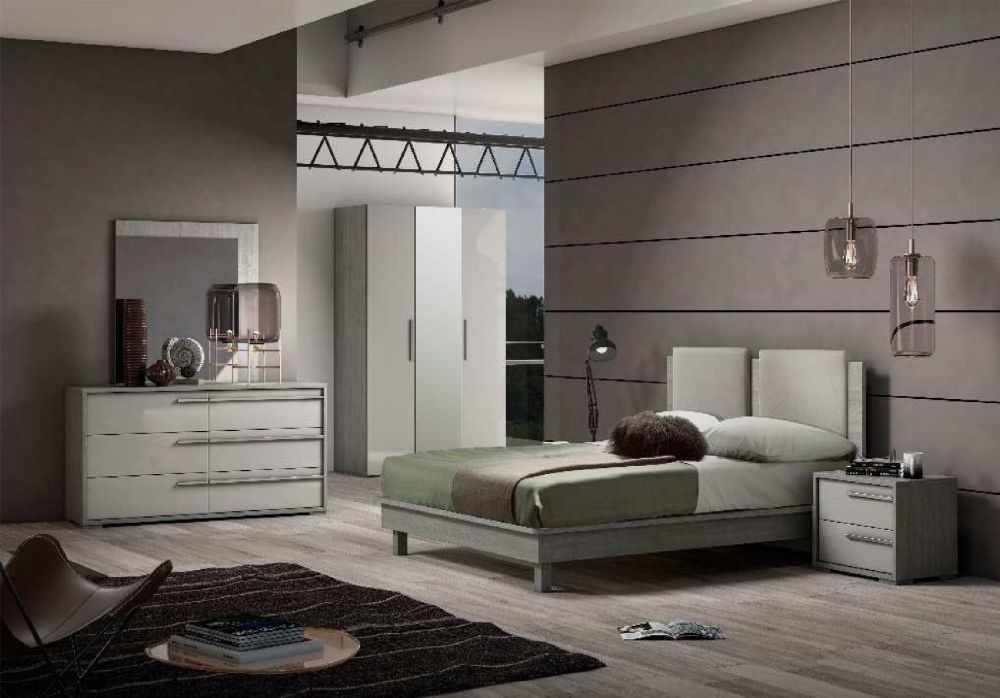 Tuttomobili Erika Silver Ash Italian Bedroom Set with 3 Door Wardrobe