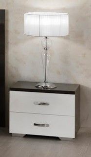 SM Italia Gloria White and Grey 2 Drawer Bedside Table