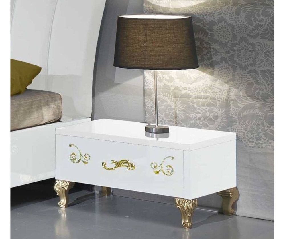 Ben Company Sofia White and Gold Italian Bedroom Set