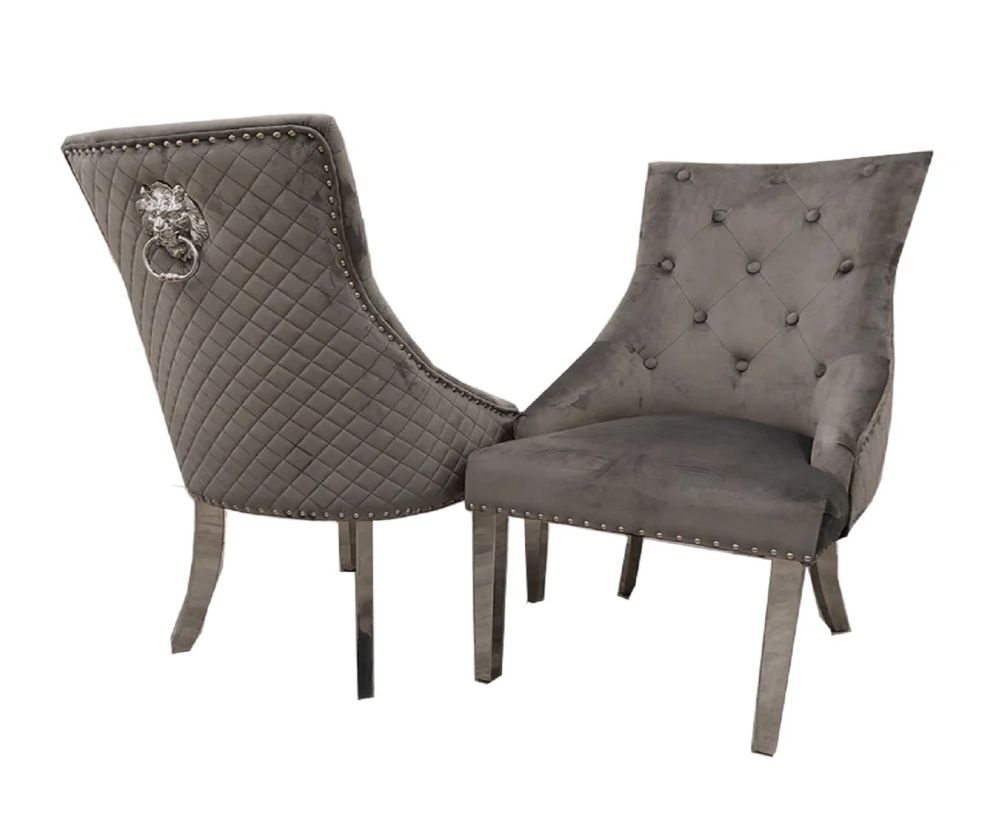 Furniture 365 Bentley Chrome Dining Chair in Pair 
