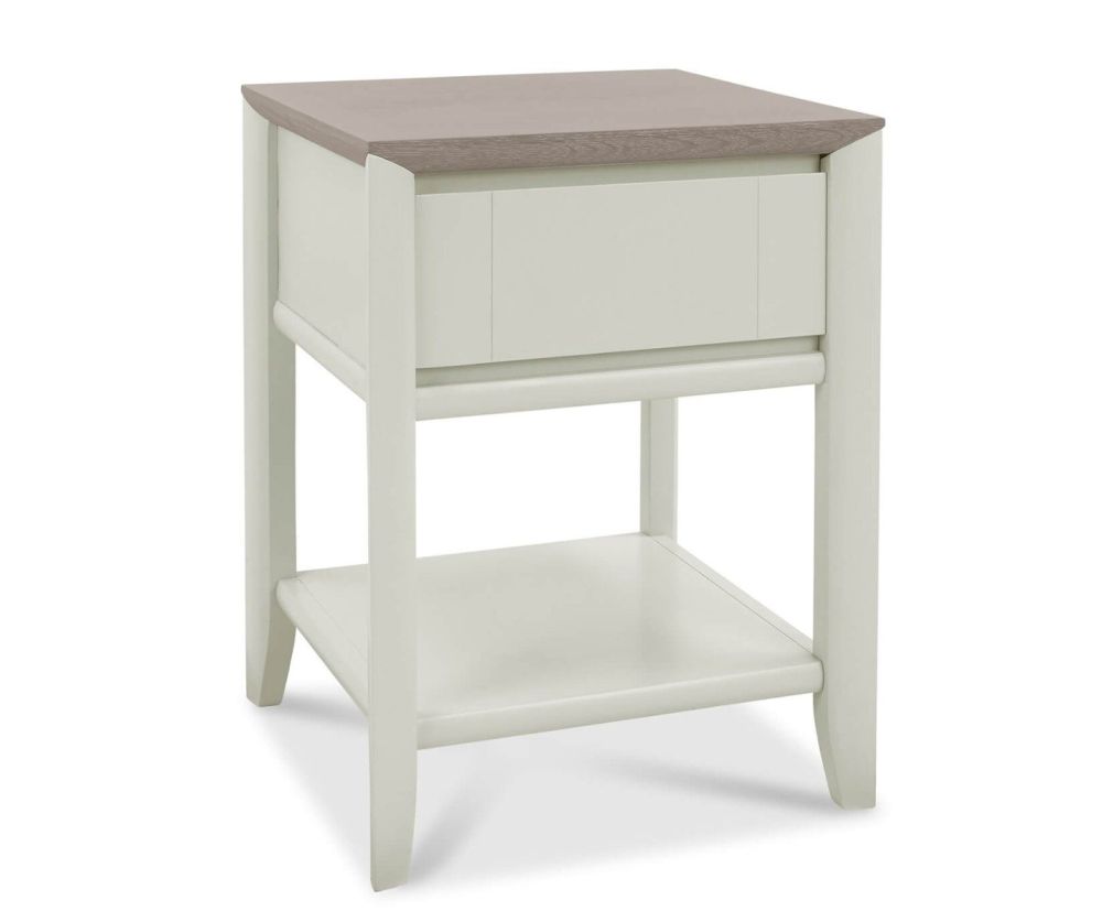 Bentley Designs Bergen Grey Washed Oak and Soft Grey Lamp Table with Drawer