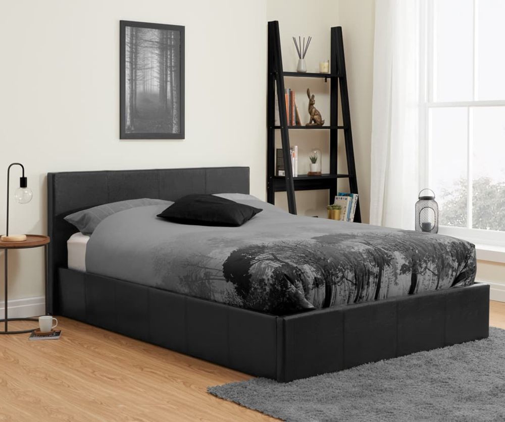 Birlea Furniture Berlin Black Faux Leather Ottoman Bed Frame