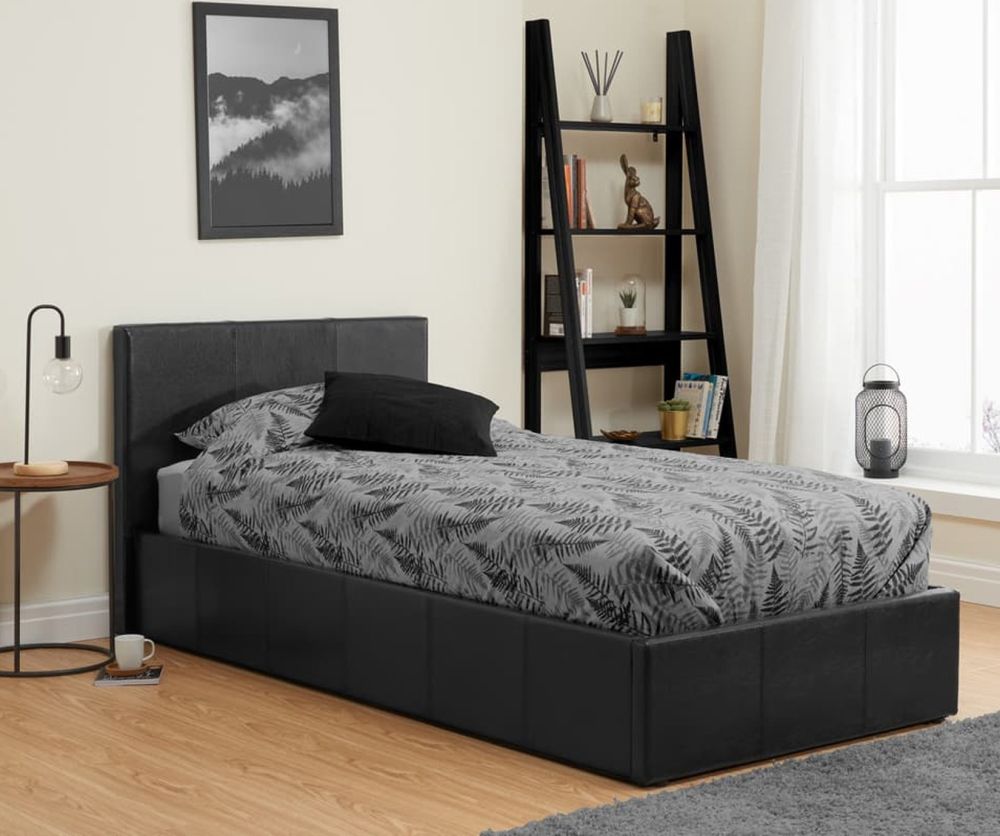 Birlea Furniture Berlin Black Faux Leather Ottoman Bed Frame