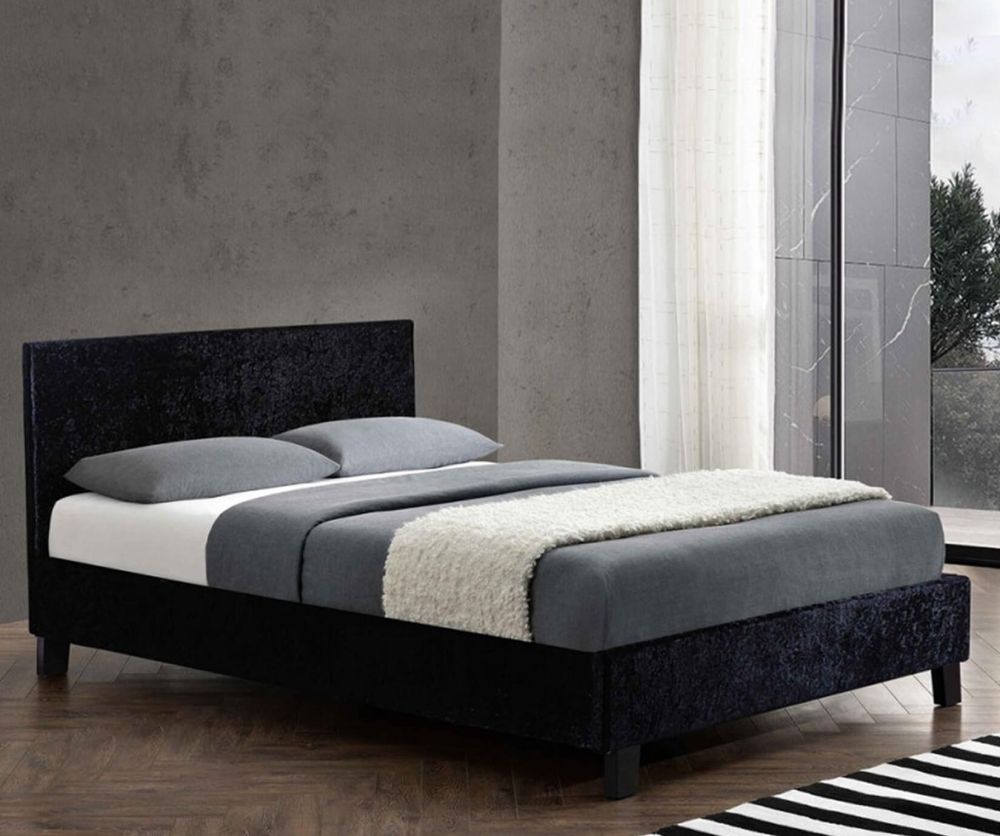 Birlea Furniture Berlin Black Crushed Velvet Fabric Bed Frame