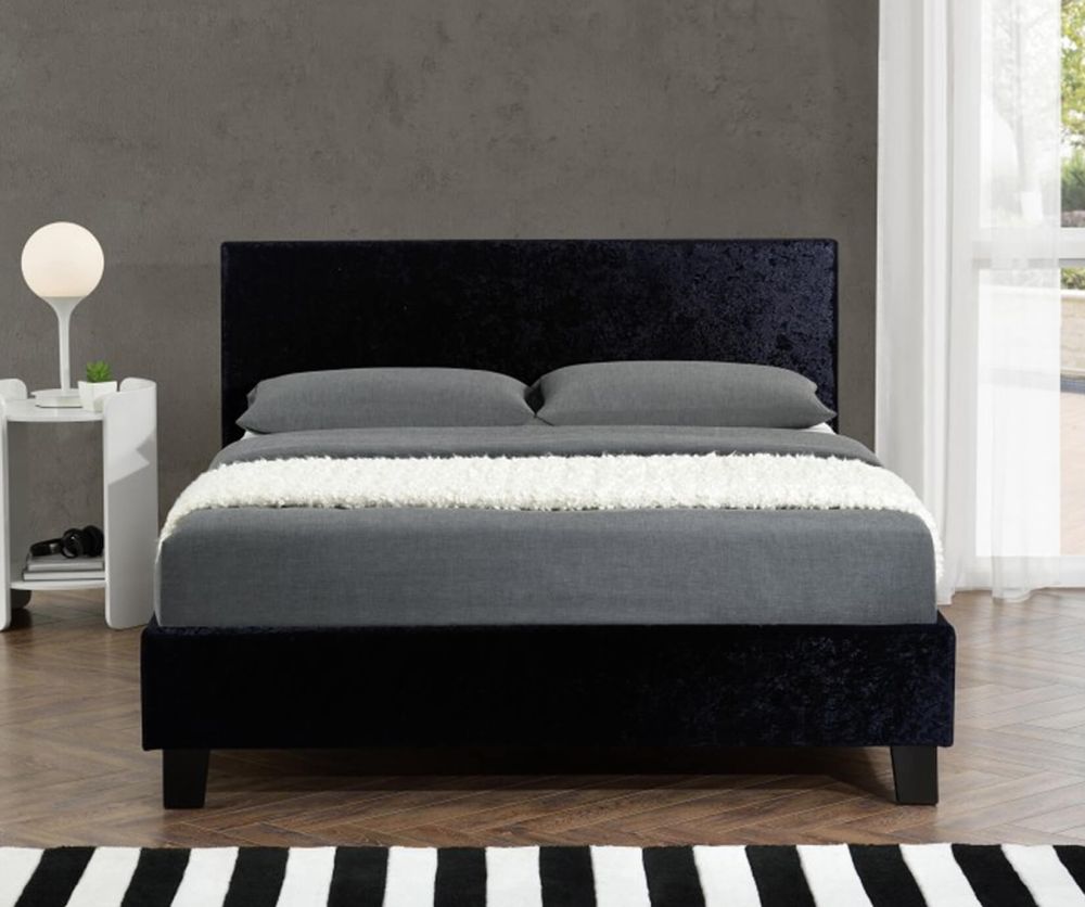 Birlea Furniture Berlin Black Crushed Velvet Fabric Bed Frame