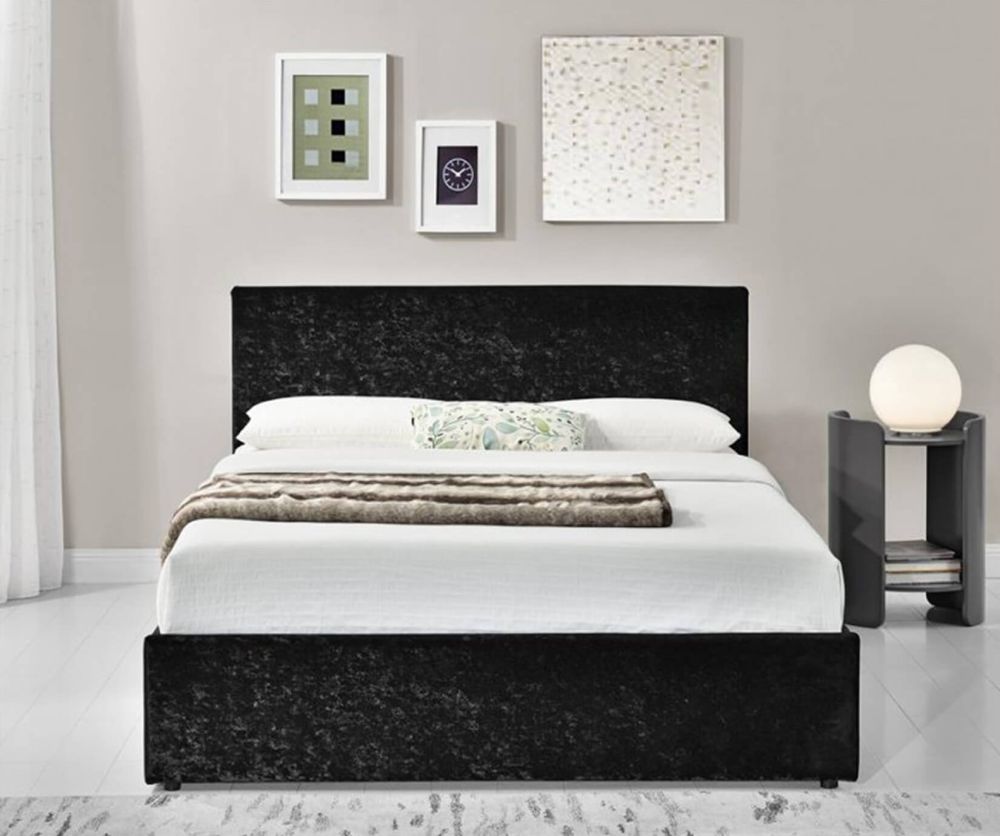 Birlea Furniture Berlin Black Crushed Velvet Fabric Ottoman Bed Frame