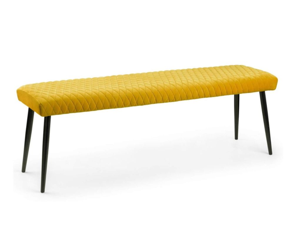 Julian Bowen Berwick Rectangular Dining Table with Luxe Low Mustard Bench and 4 Luxe Mustard Chairs