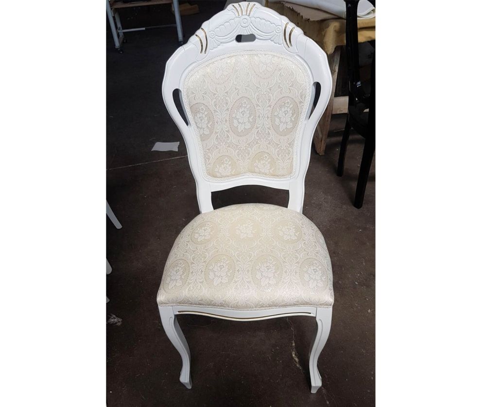 Ben Company Betty White and Gold Finish Italian Dining Chair
