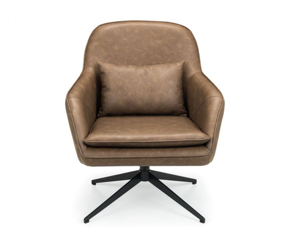 Julian Bowen Bowery Brown Faux Leather Swivel Chair