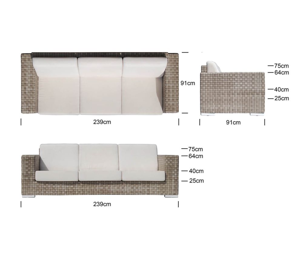 Skyline Design Brando Sea Shell 3 Seater Sofa