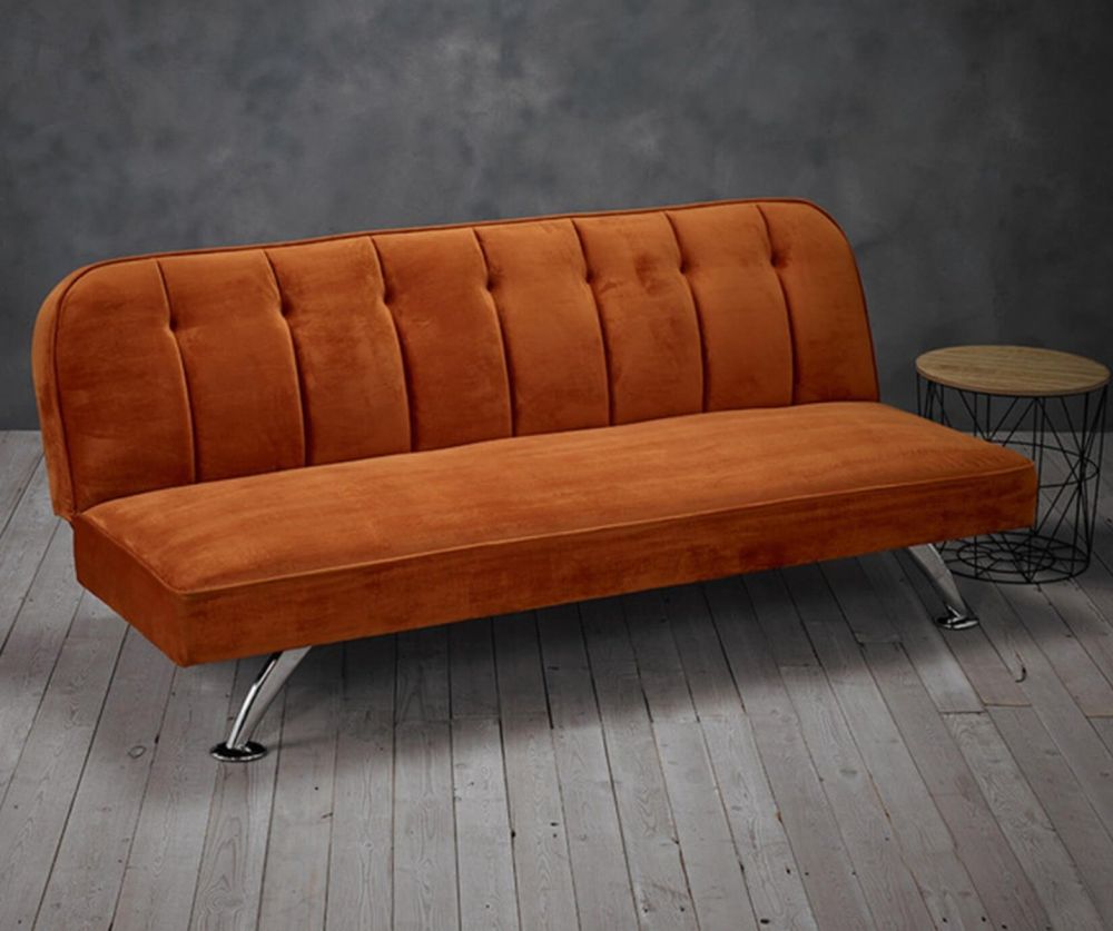 LPD Brighton Orange Velvet Sofa Bed