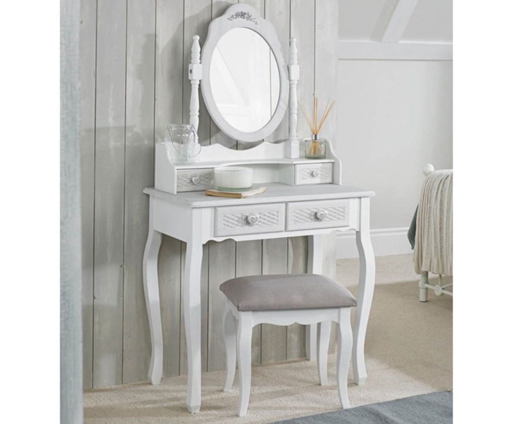 LPD Brittany White and Grey Dressing Table Stool
