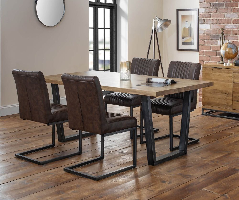 Julian Bowen Brooklyn Solid Oak Dining Table with 4 Chairs