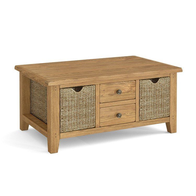Corndell Burford Oak Large Coffee Table with Basket