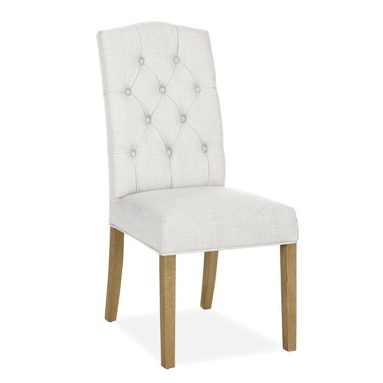 Corndell Burford Oak Natural Button Back Dining Chair in Pair 