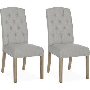 Corndell Burford Oak Grey Button Back Dining Chair in Pair 