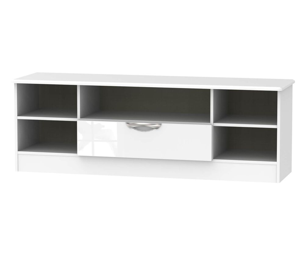 Welcome Furniture Camden High Gloss White 1 Drawer Wide Open TV Unit
