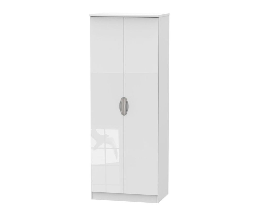 Welcome Furniture Camden High Gloss White Tall 2ft6in Double Hanging Wardrobe