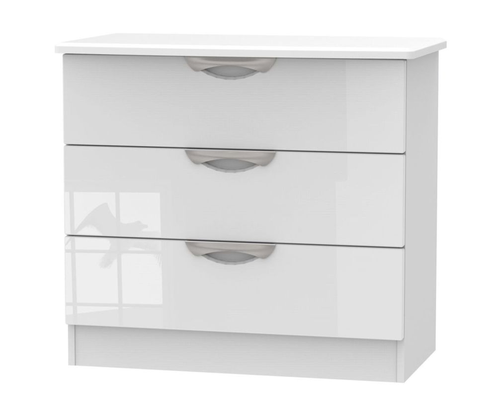 Welcome Furniture Camden High Gloss White 3 Drawer Chest