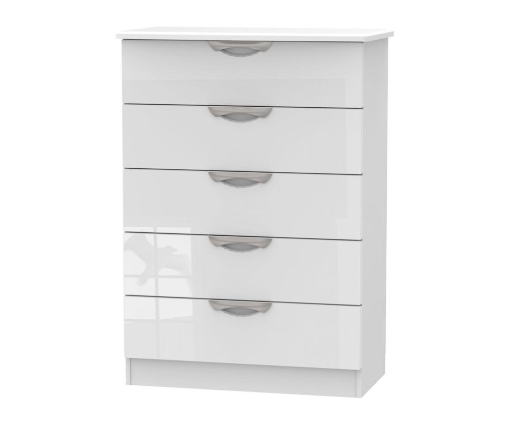 Welcome Furniture Camden High Gloss White 5 Drawer Chest