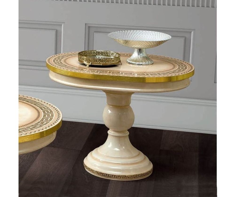 Camel Group Aida Ivory and Gold Round Lamp Table