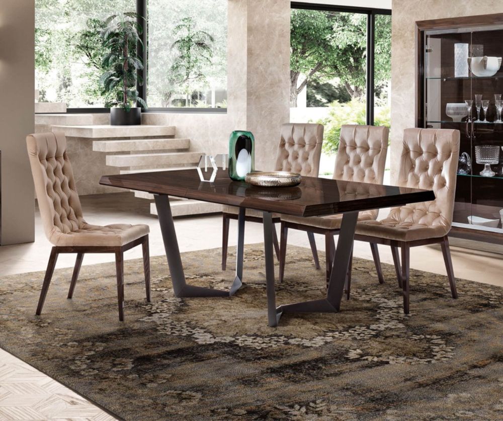 Camel Group Elite Walnut Net 200cm Extending Dining Table with 6 Capitonne Dining Chairs