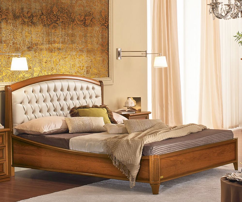 Camel Group Nostalgia Walnut Curvo Legno Upholstered Bed Frame