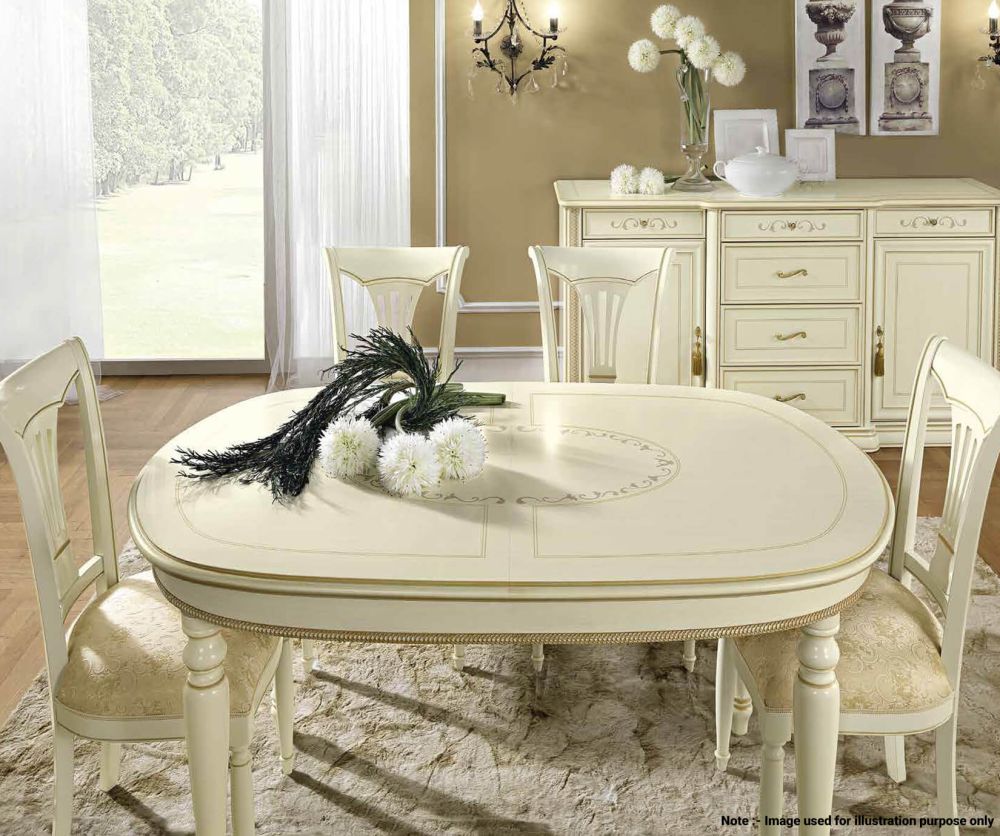 Camel Group Siena Ivory Finish Oval Extension Dining Table
