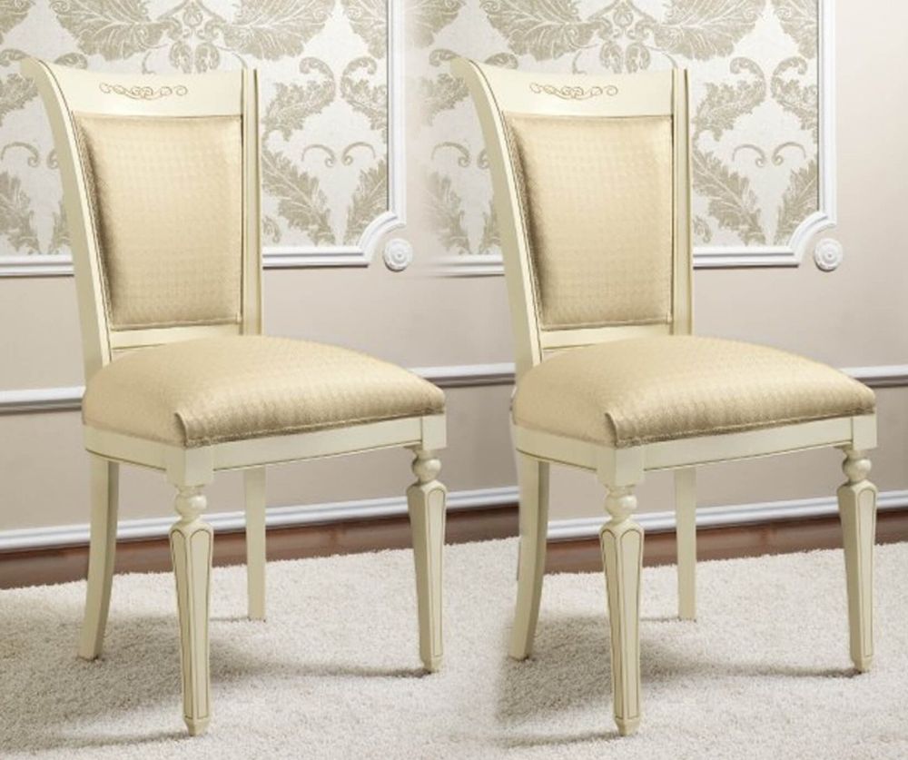 Camel Group Torriani Ivory Finish Dining Chair in Pair