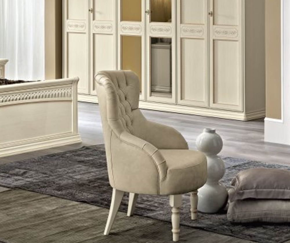 Camel Group Torriani Ivory Finish Upholstered Armchair