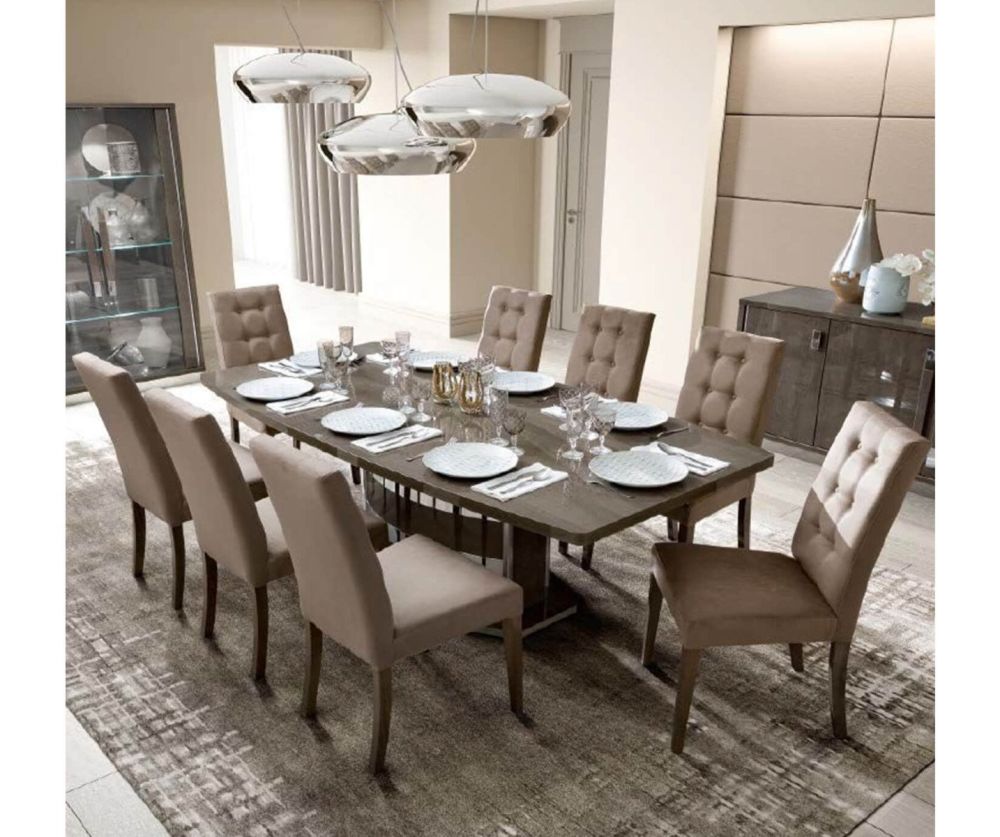 Camel Group Platinum Silver Birch Large Extension Dining Table with 6 Dama Dining Chair