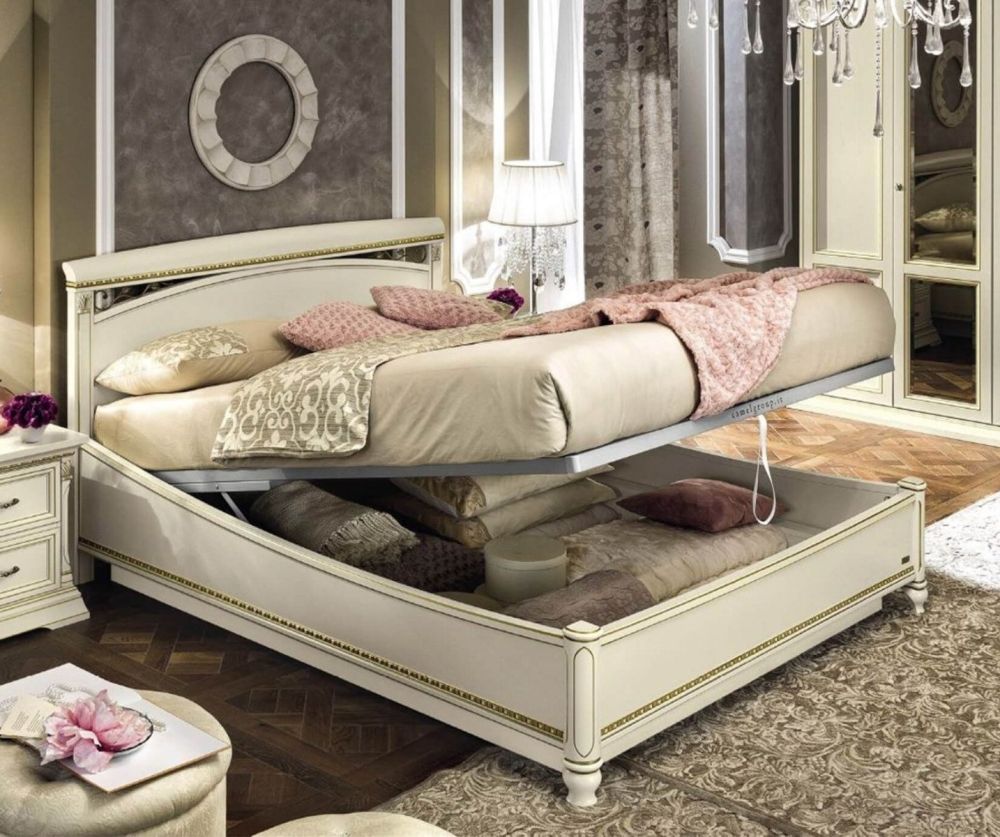 Camel Group Treviso White Ash Finish Bed Frame with Storage