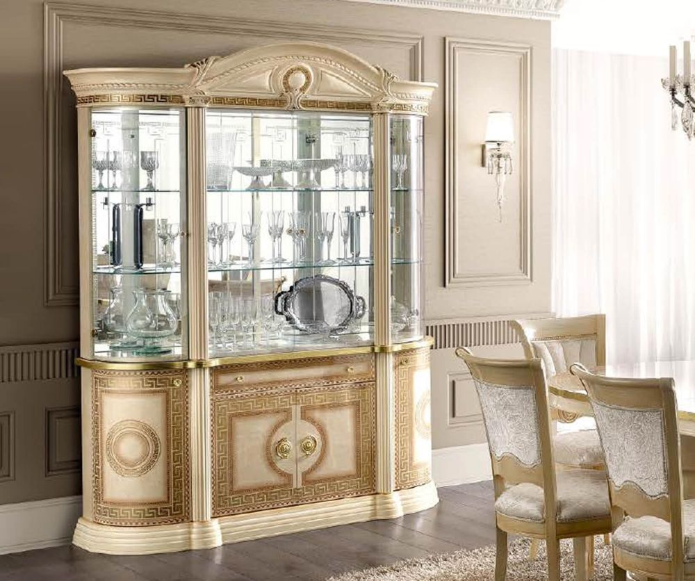 Camel Group Aida Ivory and Gold 4 Door Display Cabinet